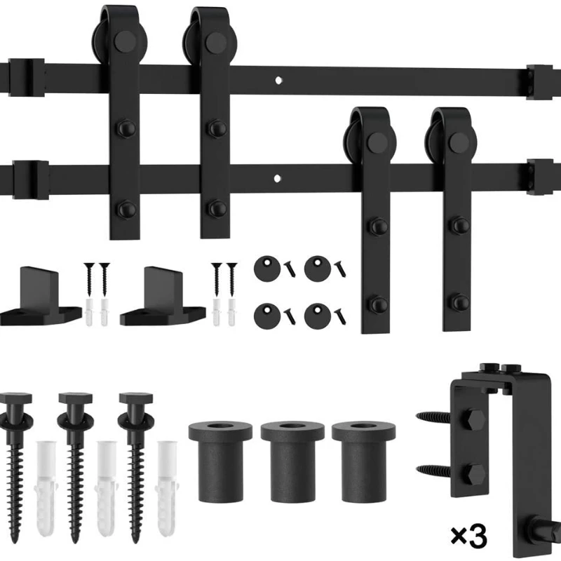 

Double Tracks Bypass Barn Door Hardware Kit