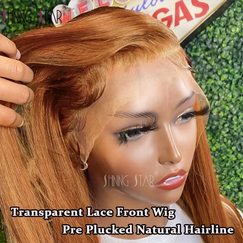 180% 30 34" Ginger Blonde Bone Straight 13X4 13X6 Lace Front Human Hair Wig Brazilian Colored Hd Transparent Lace Frontal Wigs 2