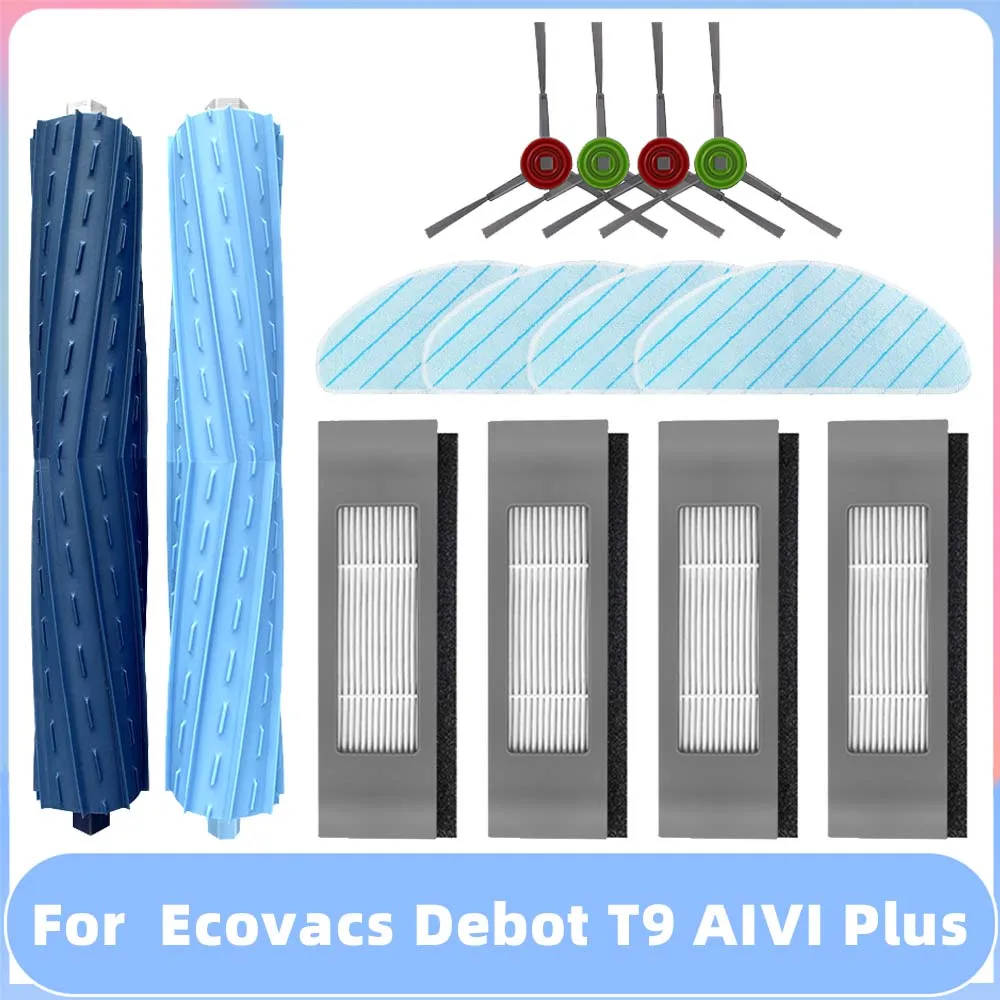 Compatível com Ecovacs Debot t9 Aivi t9 Aivi Plus Peças de Reposição Acessórios Principais Escova Lateral Filtro Hepa Pano de Limpeza Caixa de pó