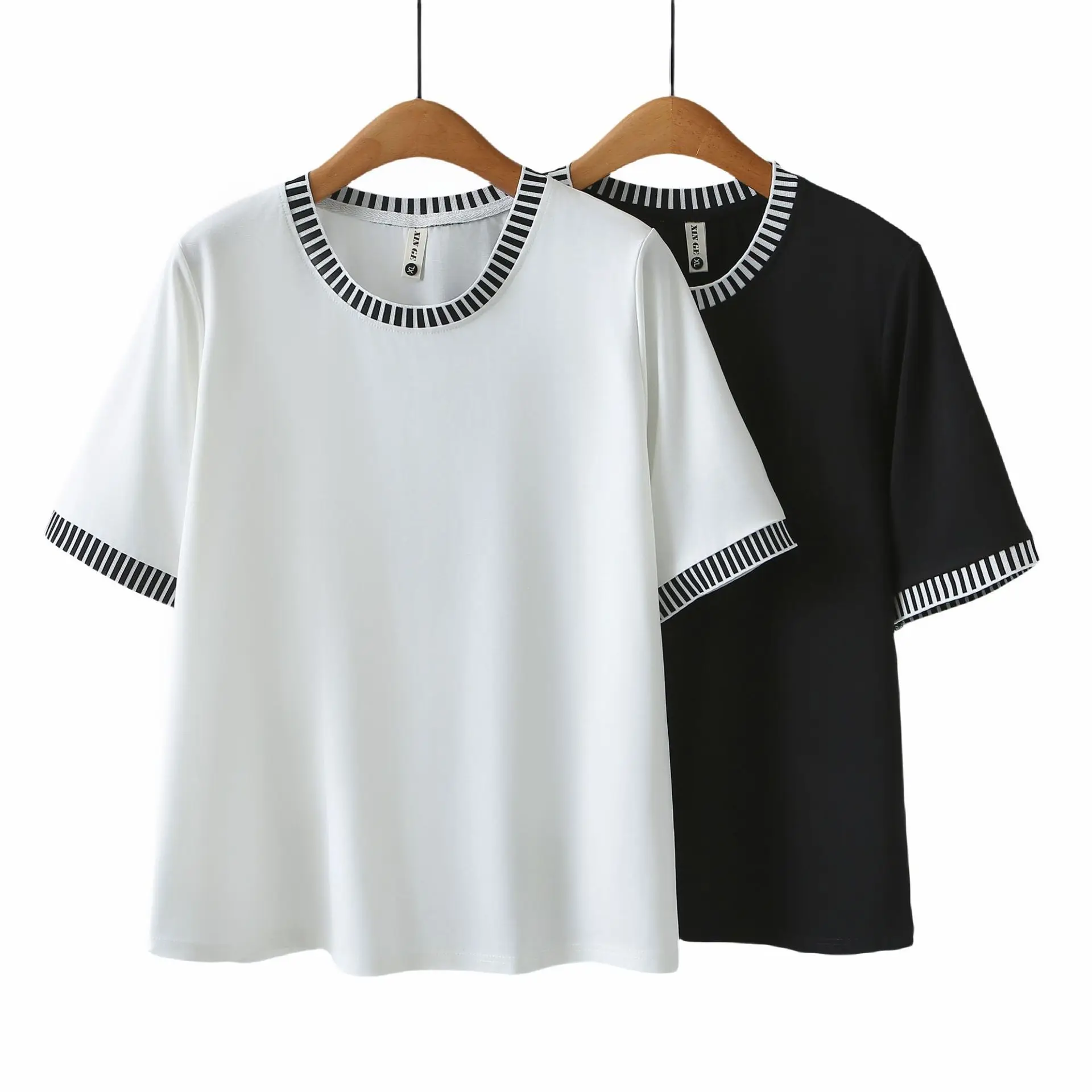 100kg Summer New Top Casual Striped Thread short-sleeved Tees Plus Size Women's T-shirt 2016