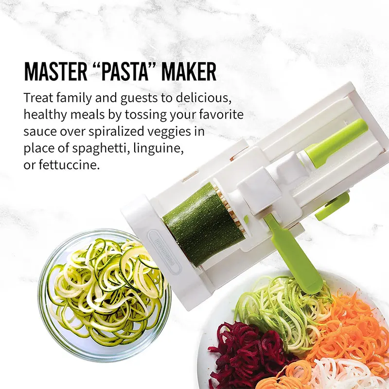  Brieftons 5-Blade Vegetable Spiralizer: Strongest-Heaviest Spiral  Slicer, Best Veggie Pasta Spaghetti Maker for Low  Carb/Paleo/Gluten-Free/Vegan Meals, With Extra Blade Caddy, 4 Recipe Ebooks  : Home & Kitchen