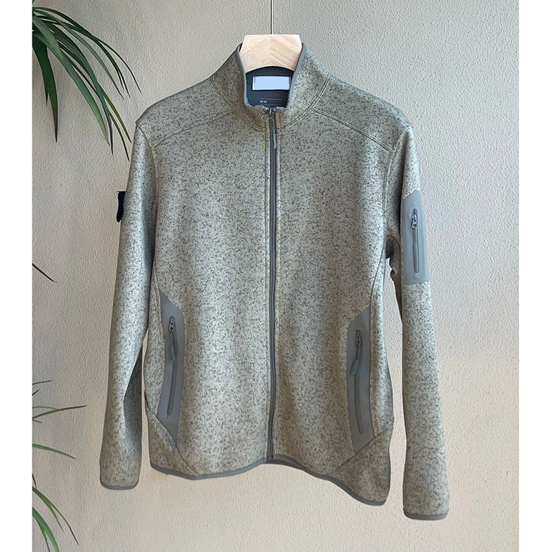 

Men's Jacket Autumn Winter Stand Collar Outdoor Warm Knitted Fleece Coat Casual Cotton Zipper Doudoune Homme MA927