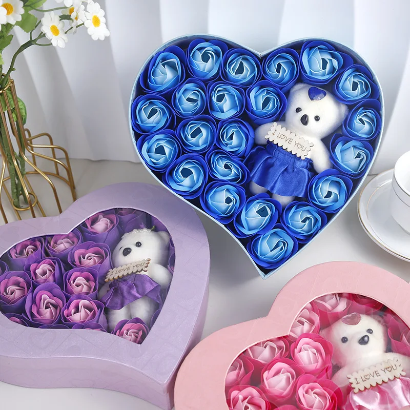 22 Flowers Soap Flower Gift Rose Box - Heart-shaped gift set 1