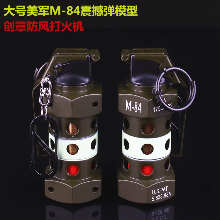 Large Metal Grenade Prop Model Windproof Lighter Creative Simulation Military Shock Bomb Gift Lighter cigarette lighter electric arc igniter