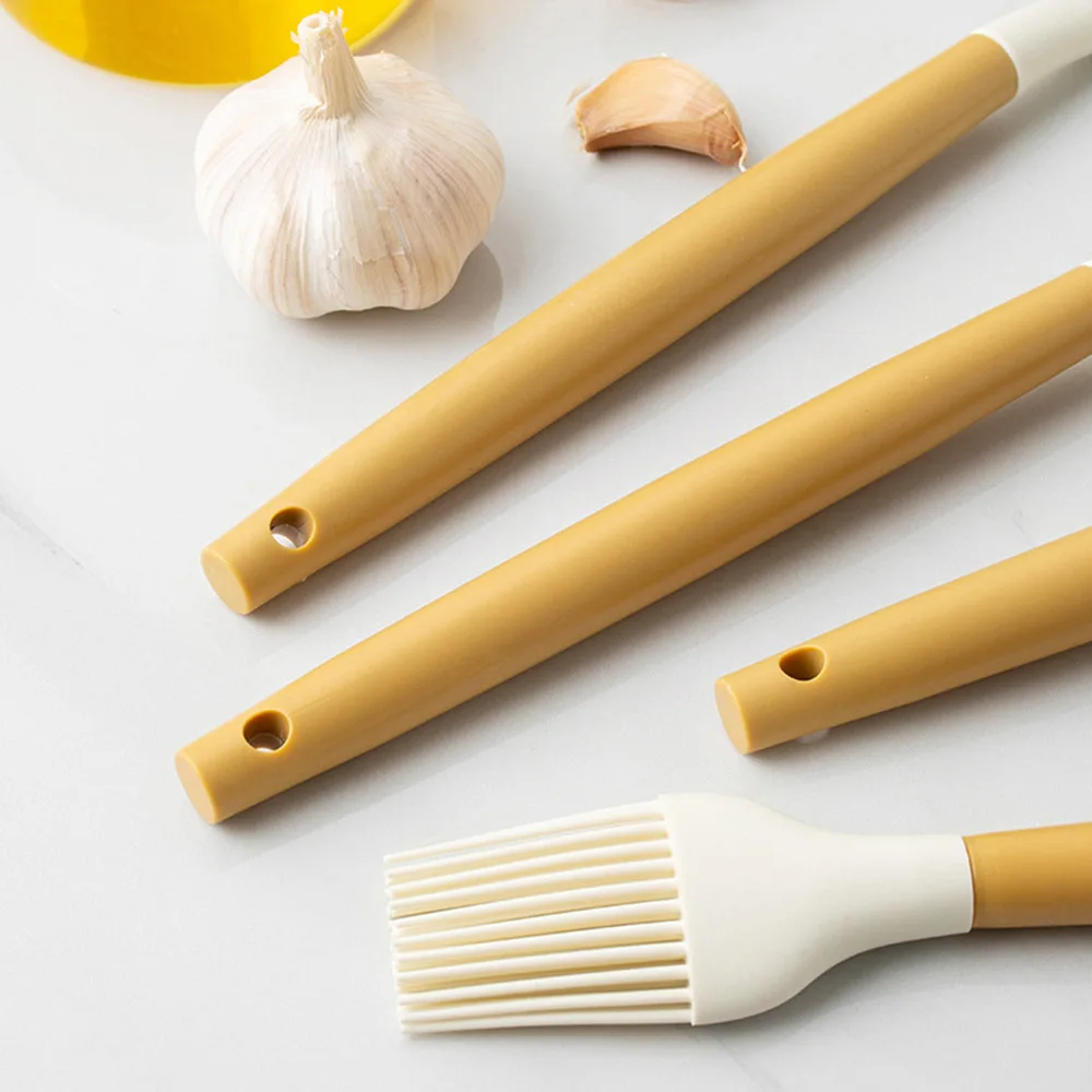 12Pcs Silicone PP Handle Cooking Utensils Set Non-Stick Heat Resistant Tongs Spatula Spoon Oil Brush Perfect Kitchen Supplies
