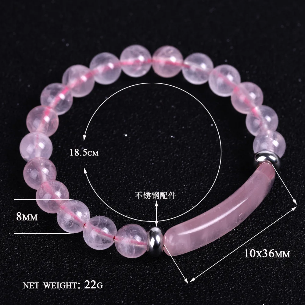 Natural Stone Elastic Bracelet Aura Healing Pink Spar Green Aventurine Tiger's eye Crystal Rectangular Long For Women