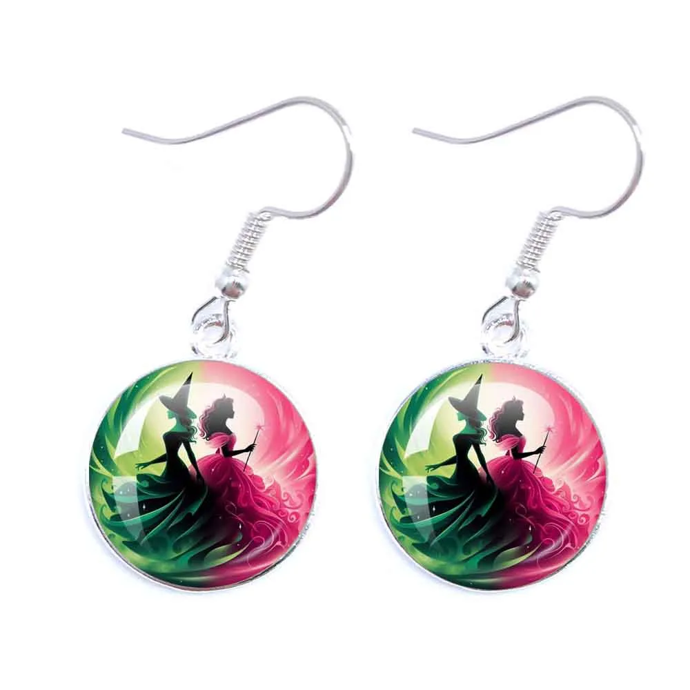 Magic Wicked Witch Classic Musical Movie Glass Glass Cabochon Earrings Drop Earring For Women Girls Cosplay Jewelry Accessories 5