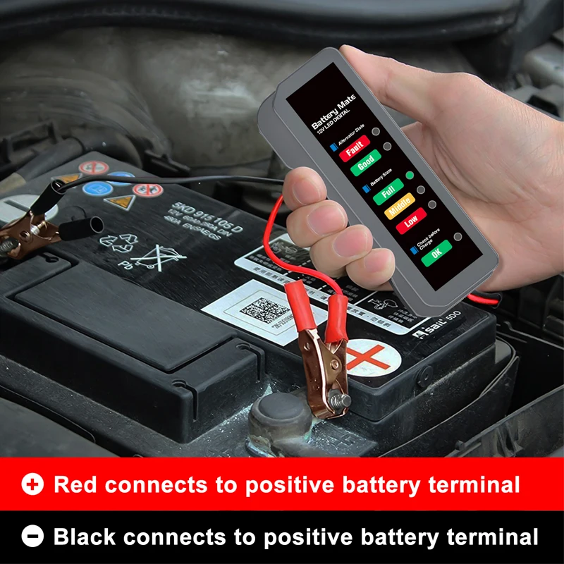 12V Car Battery Tester Digital Alternator Tester with 6 LED Lights Car Battery Tester Analyzer Professional Auto Diagnostic Tool 3