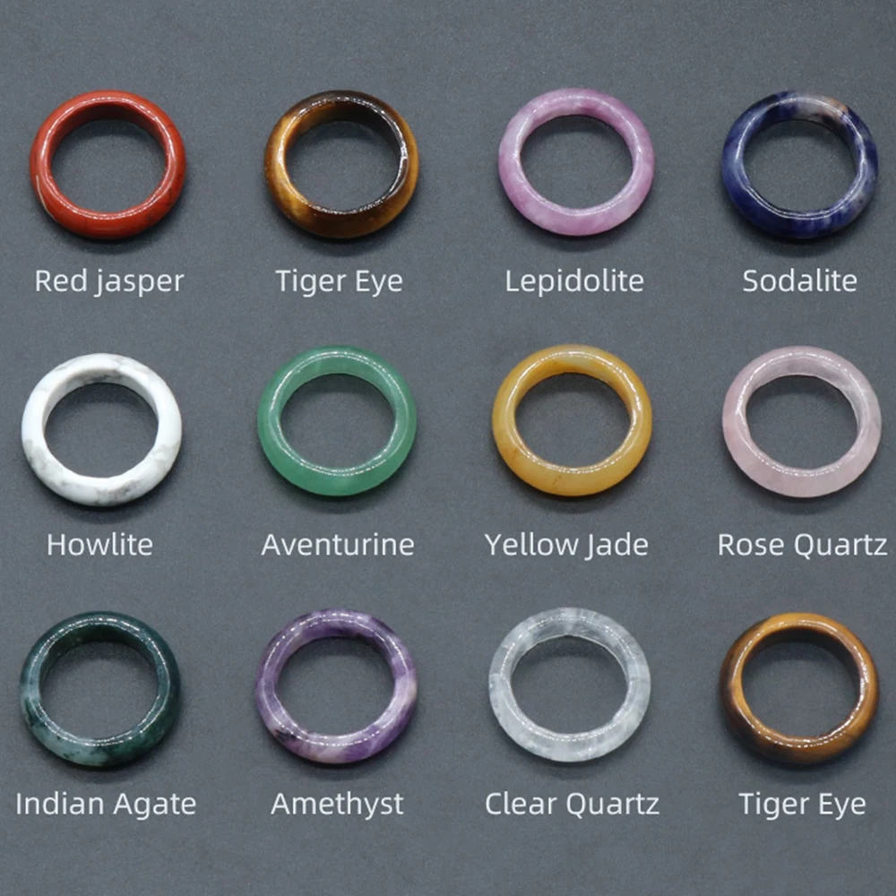 Crystal Agate Ring Natural Gemstone Carnelian Stacking Rings Reiki Energy Good Luck Charms Jewelry Gift for Women and Men 1