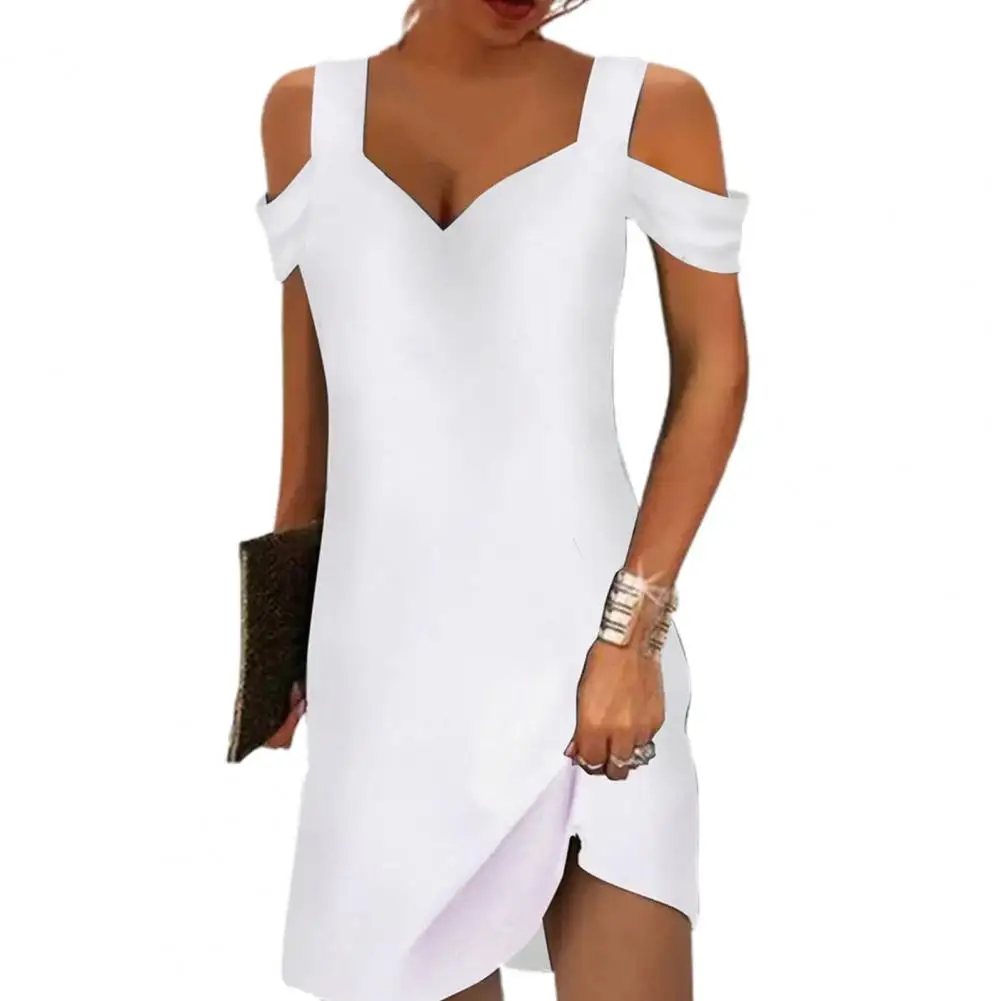 

Party Dress Stylish Above Knee Short Sleeve Elegant Solid Color Party Dress Streetwear Holiday Dress Mini Dress