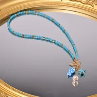 ZAKOL Bohemian Sea-Inspired Ceramic Fish & Starfish Pendant Necklace Dopamine Rainbow Color Beads Necklaces Beach Jewelry 5