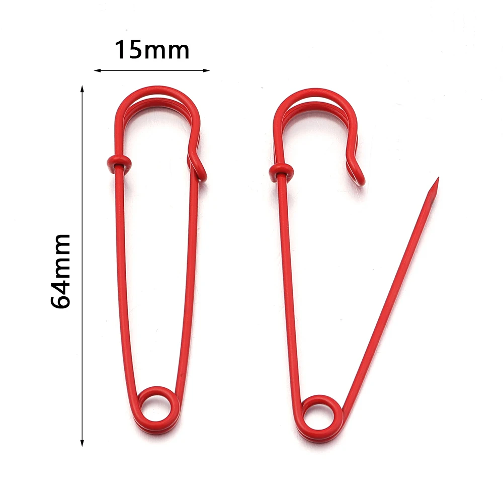 10개 대형 안전핀 64mm 컬러풀 옷핀 스프링 잠금 바느질핀 DIY 공예 뜨개질 장