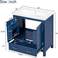 Bathroom Vanity with Sink 30 inch, Bathroom Storage Cabinet with 2 Doors and a Drawer, Bathroom Sink Multifunctional Storage 2
