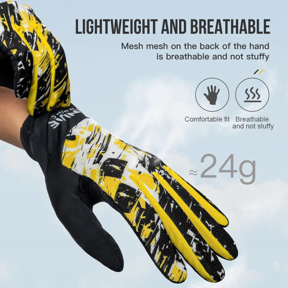AONIJIE Windproof Warm Running Gloves Full Finger Anti Slip Sports Gloves Two Finger Touchscreen Non-Slip for Cycling M59 3
