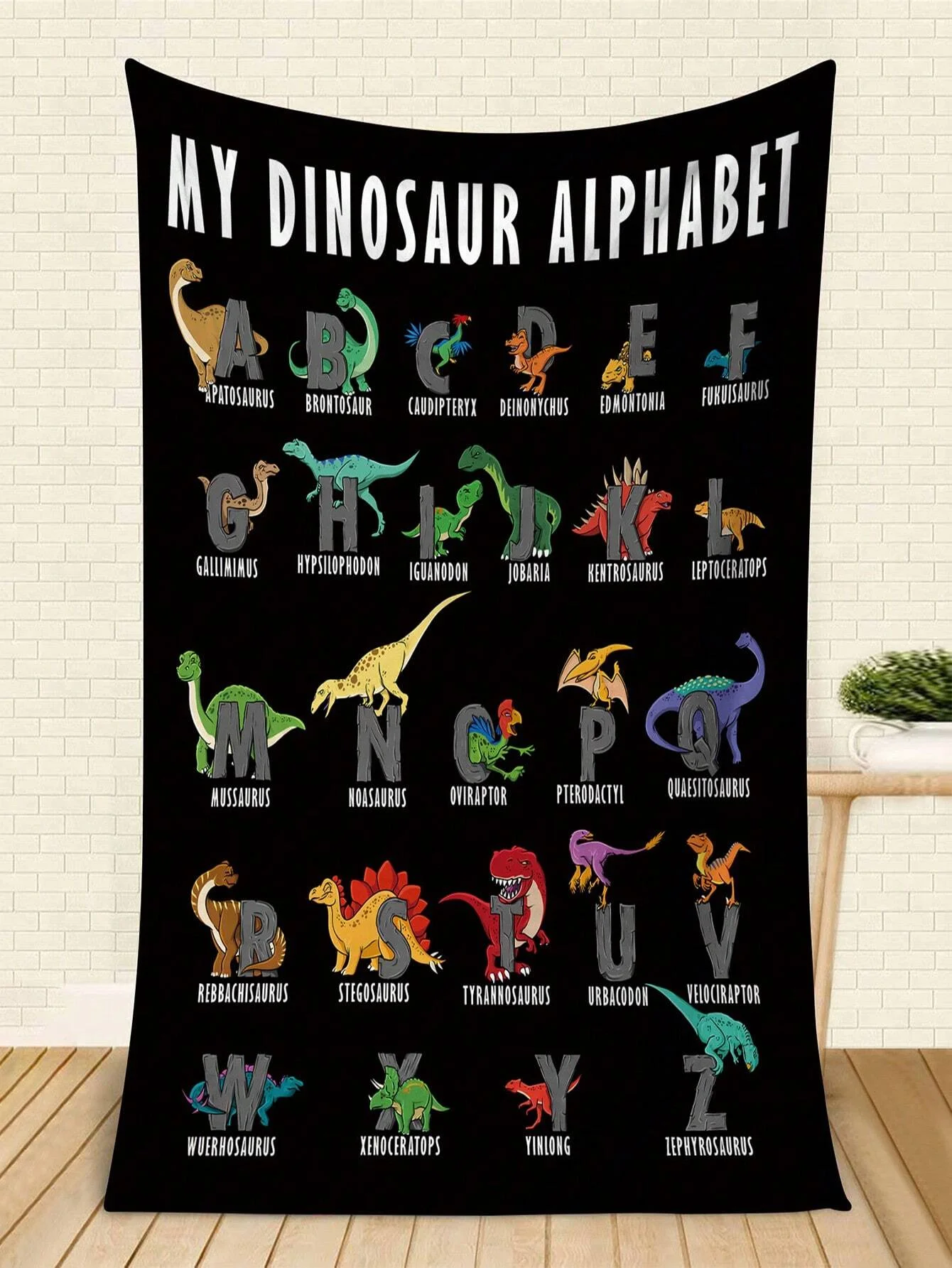 1pc Dinosaur & Letter Graphic Blanket, Modern Fabric Blanket For Living Room And Bedroom 2