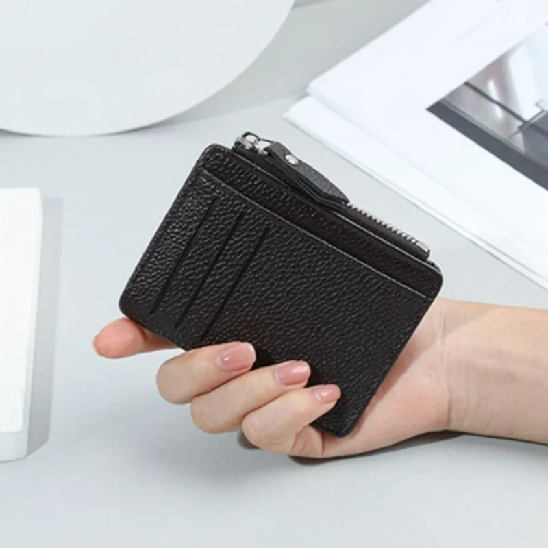 Mode Mini ID Karte Halter Taschen Männer/Frauen Business Kreditkarte Halter PU Leder Schlank Bank Karte Fall Organizer Brieftasche reißverschluss