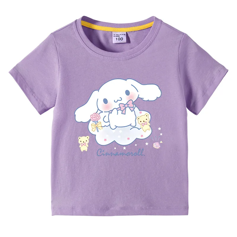 2024 Kids T-shirt cartoon printed graffiti Sanrio Laurel Dog Summer Boys and Girls Sports T-shirt top pants Multi-colored