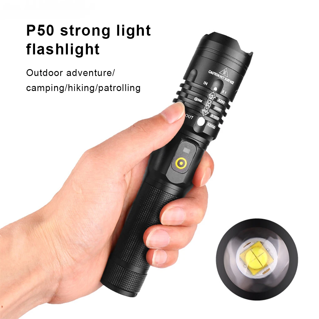 Flashlight Zoomable Powerful Torch Aluminum Alloy Bright Portable Spotlights Multi purpose Emergency light Search USB