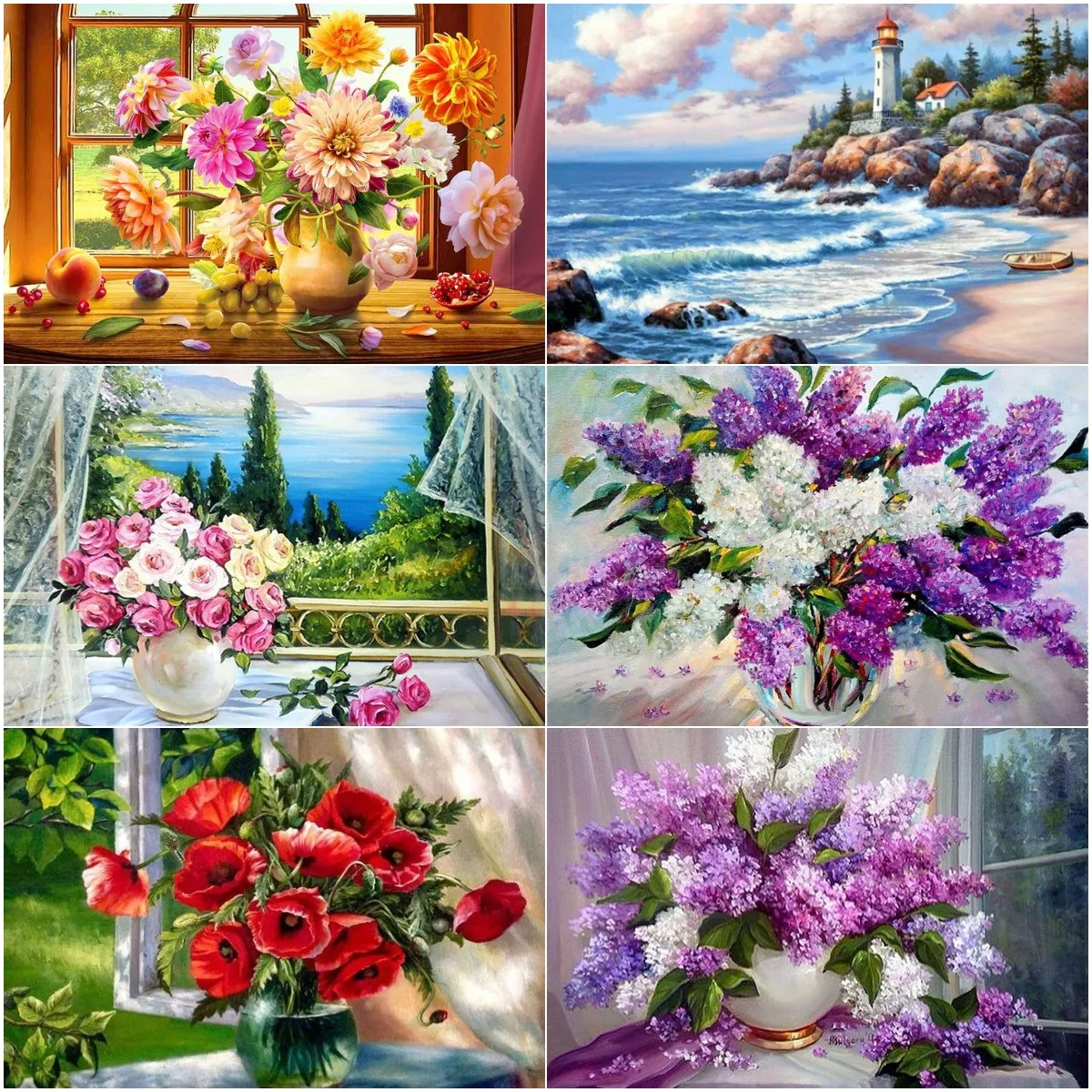 

Diamond Painting Set for Adults Beginner, Flower Landscape, 5D, Round and Square, Full Diamond Art, Jewel Picture