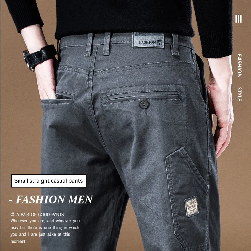 

Brand Clothing 2023 New Men's Cargo Pants 97%Cotton Solid Color Work Wear Casual Pant Wide Korean Jogger Trousers Male