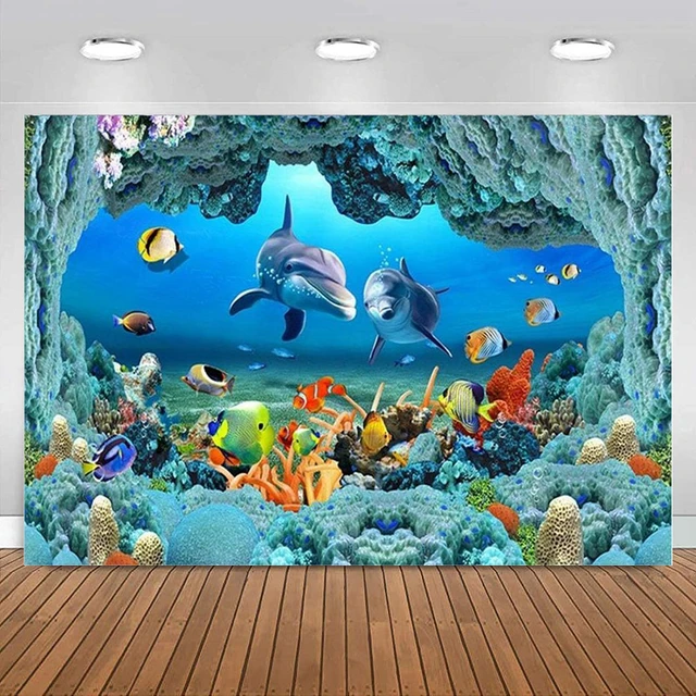 Underwater World Photography Backdrop Aquarium Coral Sea Cave