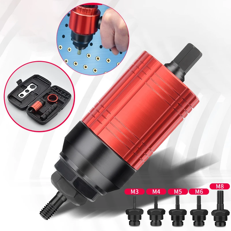 M3-M8 Rivet Nut Gun Riveting Cordless Rivet Drill Electric Adapter Insert Nut Tools Can Be Used In Manual And Electric Mode