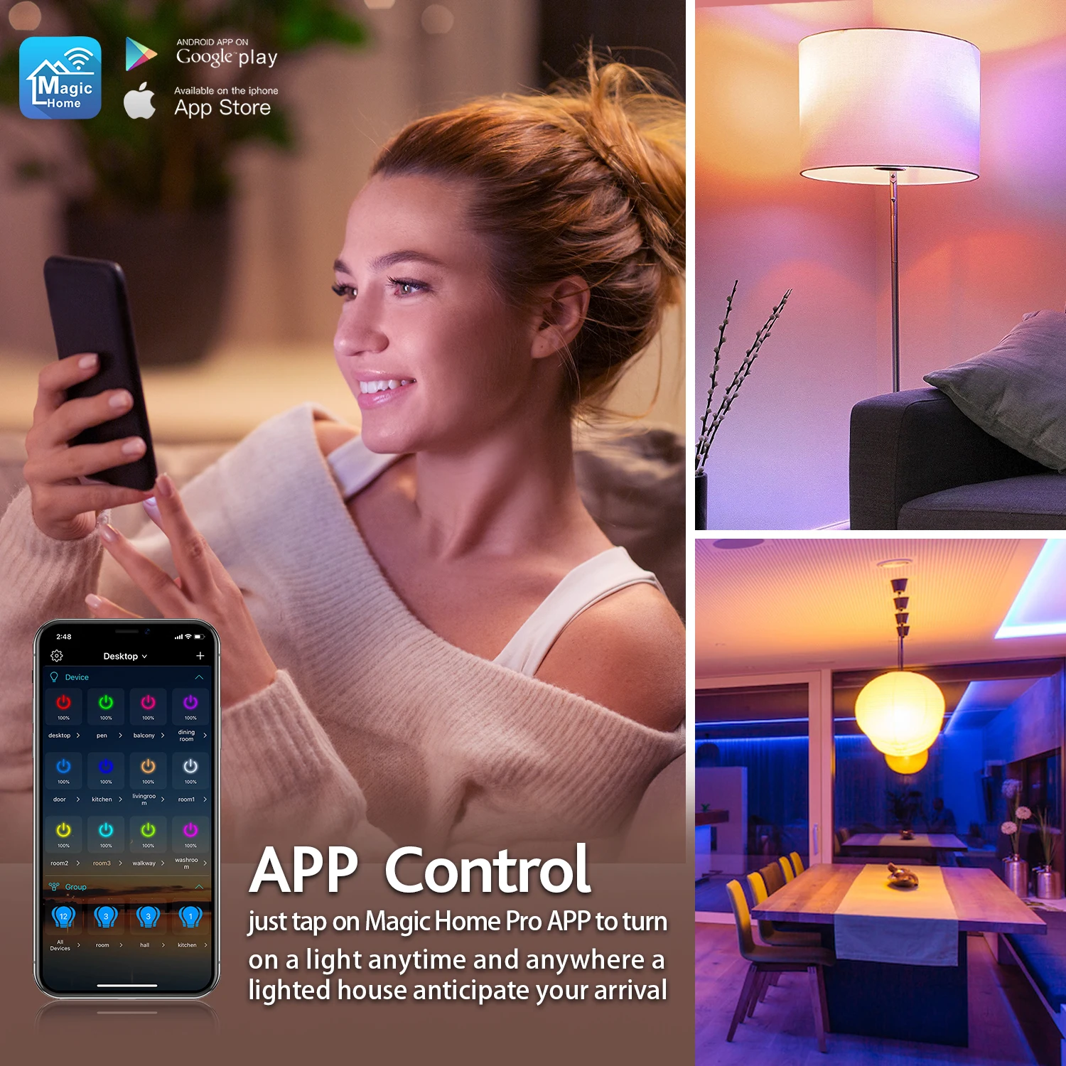 Smart LED Light Bulbs 1pcs RGBWW LED Bulb E26 E27 110V 220V 9W 10W Magic Home Smart App Music Control Work with Alexa Google Home Bedroom Lighting