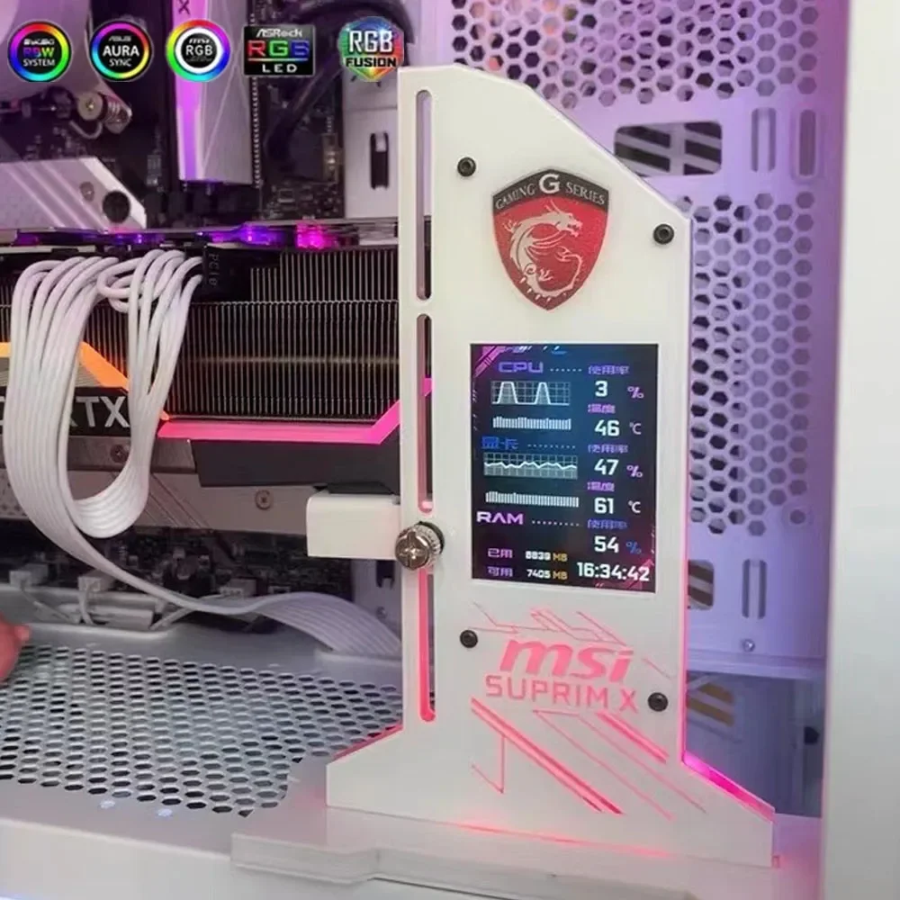 Suporte de Placa Gráfica Vertical Suporte Vga Gpu 2.4 Led Monitor Screen Aida 64 pc Gamer 5v Rgb Sync