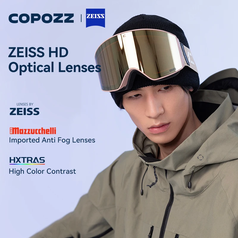 COPOZZ 2024 ZEISS HD Lens Professional Ski Goggles Upgraded Magnetic Quick-Change Double Layers Anti-fog UV400 Snow Glasses 5