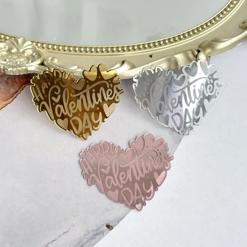 10pcs Add Romance with Acrylic Heart Gold Valentines Cake Topper for Party and Wedding Decor Supplies Baking Decorating Tools