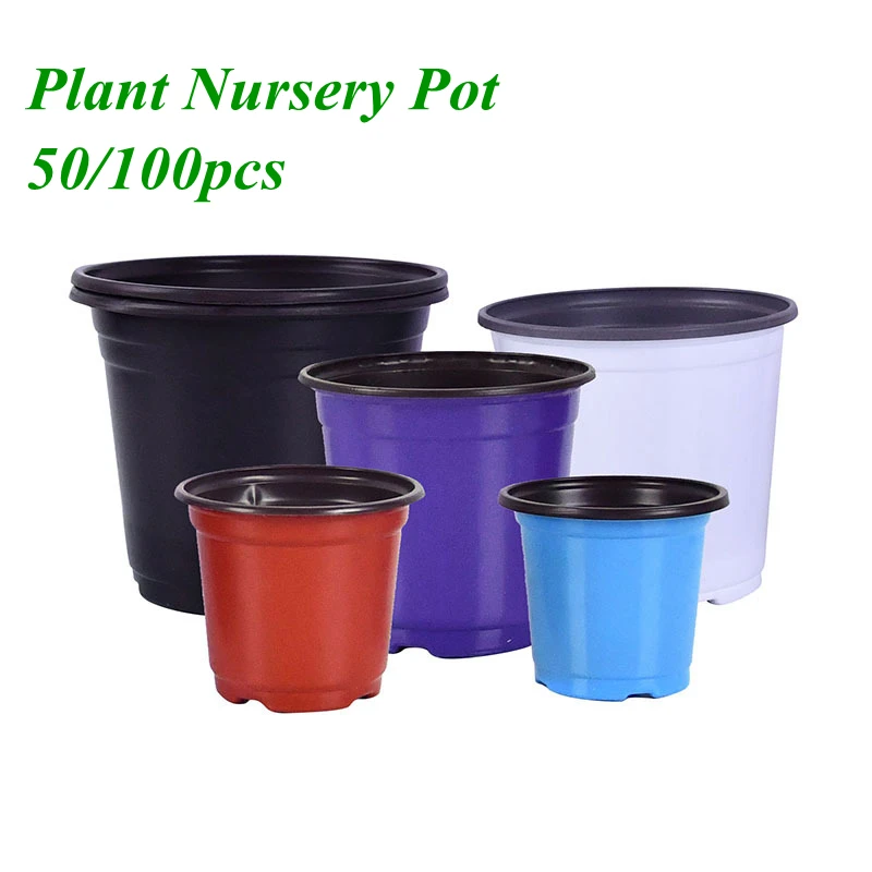 50/100pcs Flowerpot Plastic Grow Box Fall Resistant Tray Home Garden Plants Nursery Cup Transplant flower pot,hydroponic flower pot,plant pot