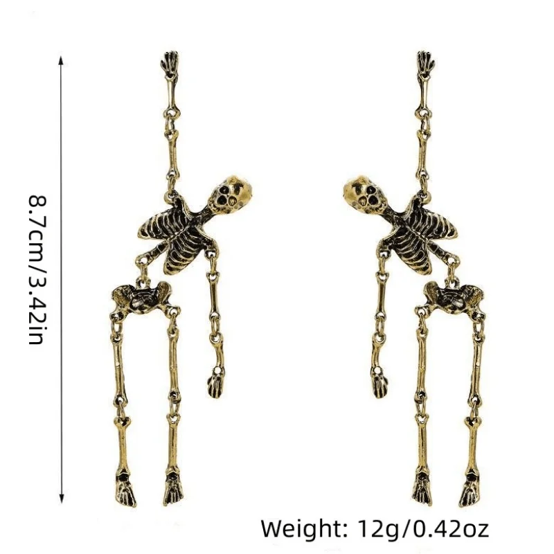 Pendant Earrings Geometric Earrings Hiphop/Rock Skeleton Alloy For Women Punk Silver Color Metal Eardrop Party Birthday Daily Jewelry