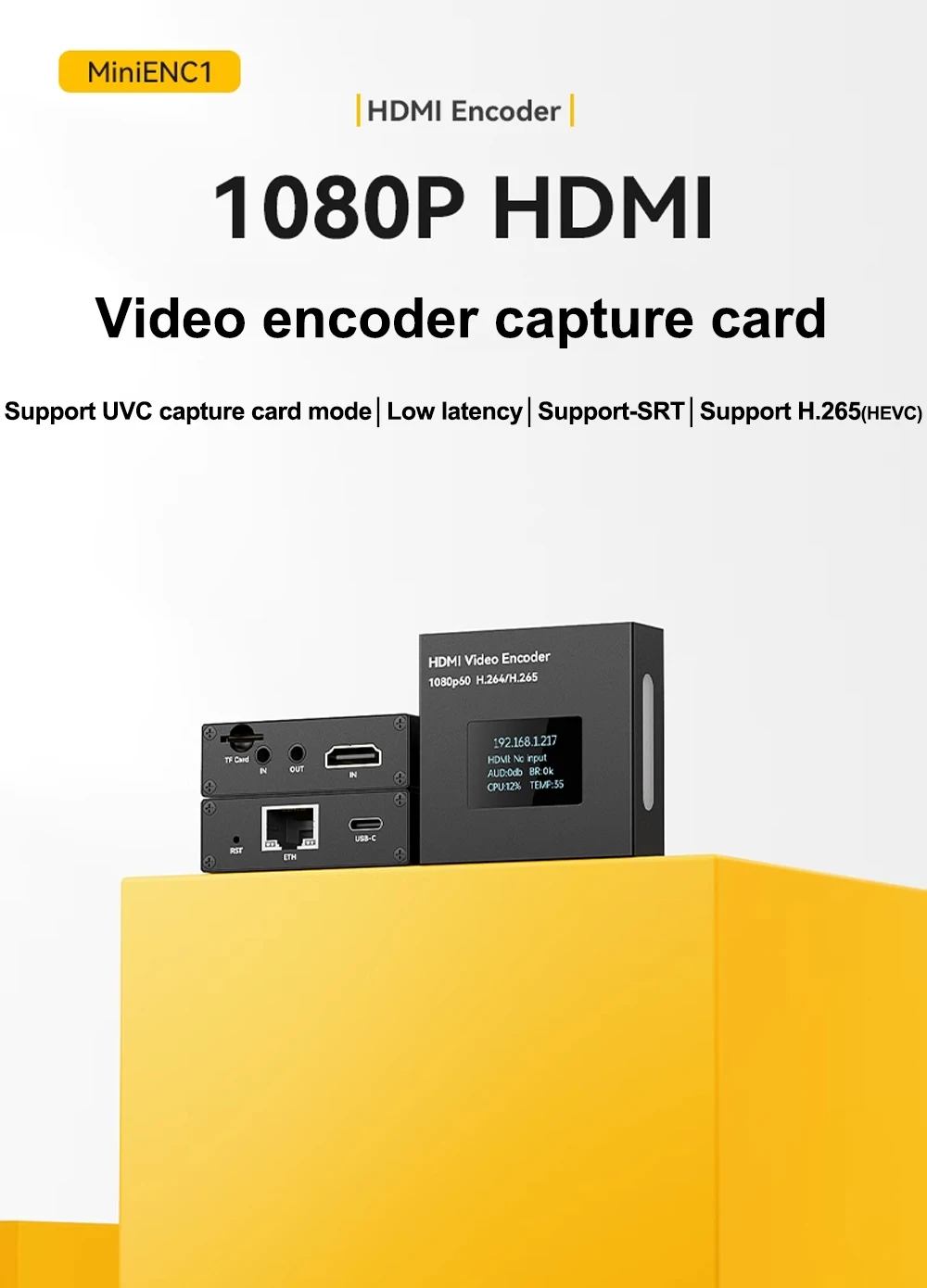 Link Pi MiniENC1 HDMI Encoder Portable Streaming Full-HD 1080P60 RTSP RTMP H265