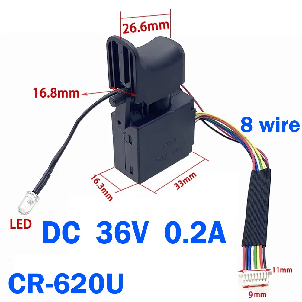 Schalter Elektrowerkzeug Teile Elektrische Bohrmaschine Staubdicht Geschwindigkeitsregelung Druckknopf Auslöseschalter DC 36V 42V 60V Akku-Bohrschrauber Auslöser – Detail 13