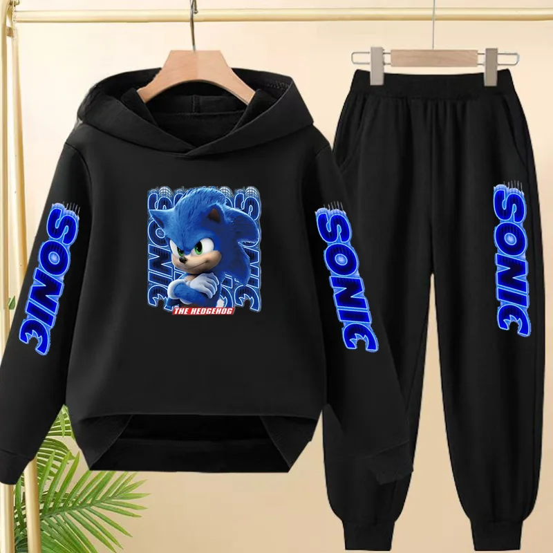 Cozy Blue Kitten Print Winter Sweatshirt and Jogger Set