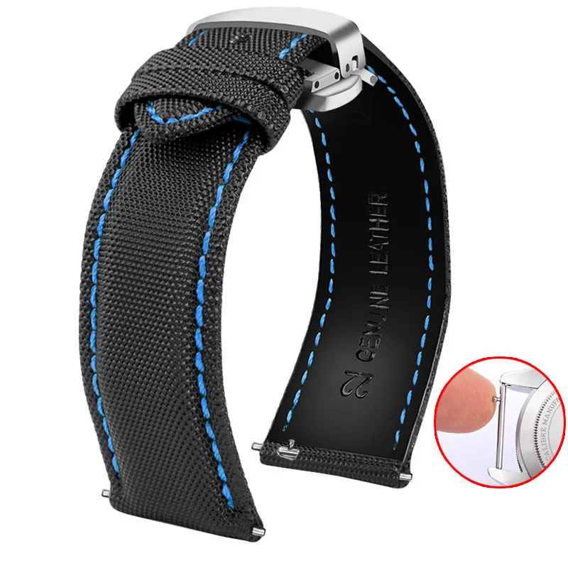 Vibrant Multi-Color Unisex Canvas Watch Band Bracelet - Blue, Orange, Black, Red Lines