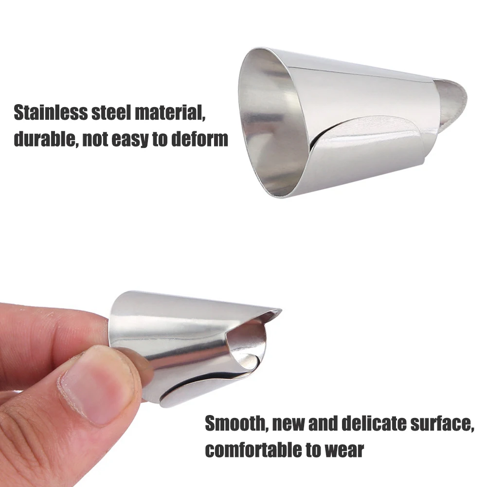 Description Picture 3 of item5pcs Home Stainless Steel Kitchen Cutting Protection Tools Finger Protectors Peanut Sheller Vegetable Nuts Peeling Finger Guard