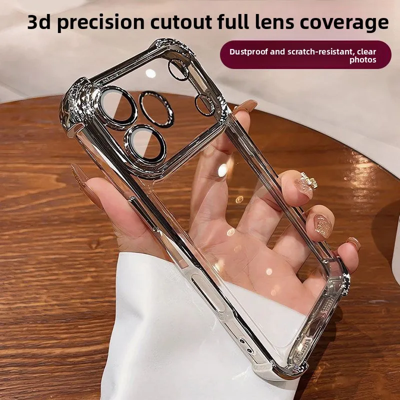 Stylish Electroplated Frame Transparent Skin-Friendly TPU Shockproof Case