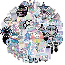 

10/30/50PCS Holographic Laser Girl Graffiti Stickers Decorate Ipad Luggage Motorcycle Notebook Diy Waterproof Stickers Wholesale