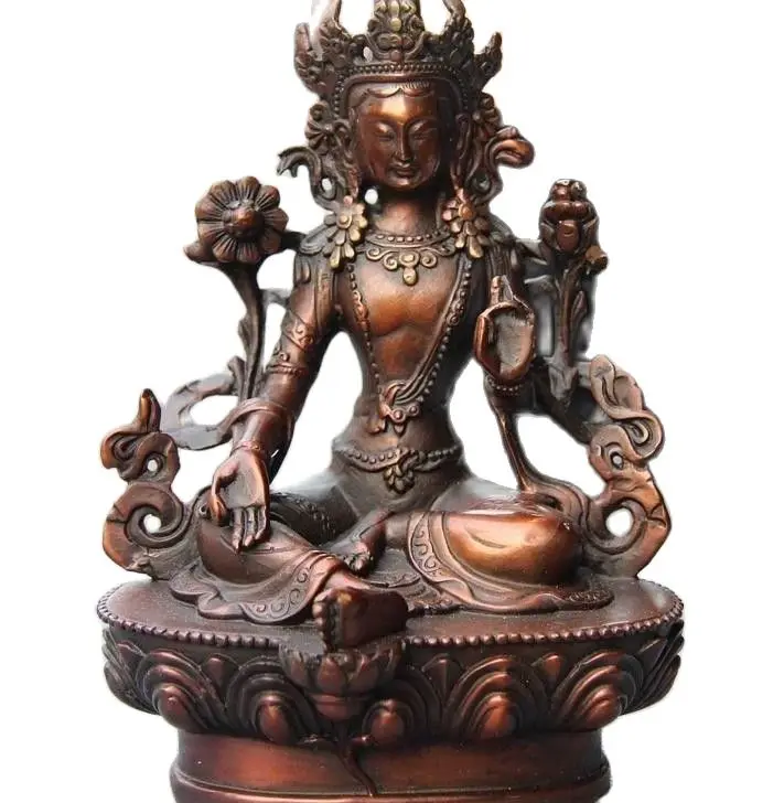 

Tibet Buddhiasm Red Copper Bronze Green Tara Kwan-yin Bodhisattva Buddha Statue 16CM / 20CM