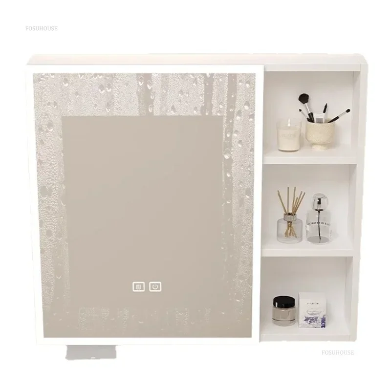 Modern Smart Bathroom Mirror Cabinet Space Aluminum Storage Rack High-definition Mirror Bathroom Wall-mounted Cabinets b