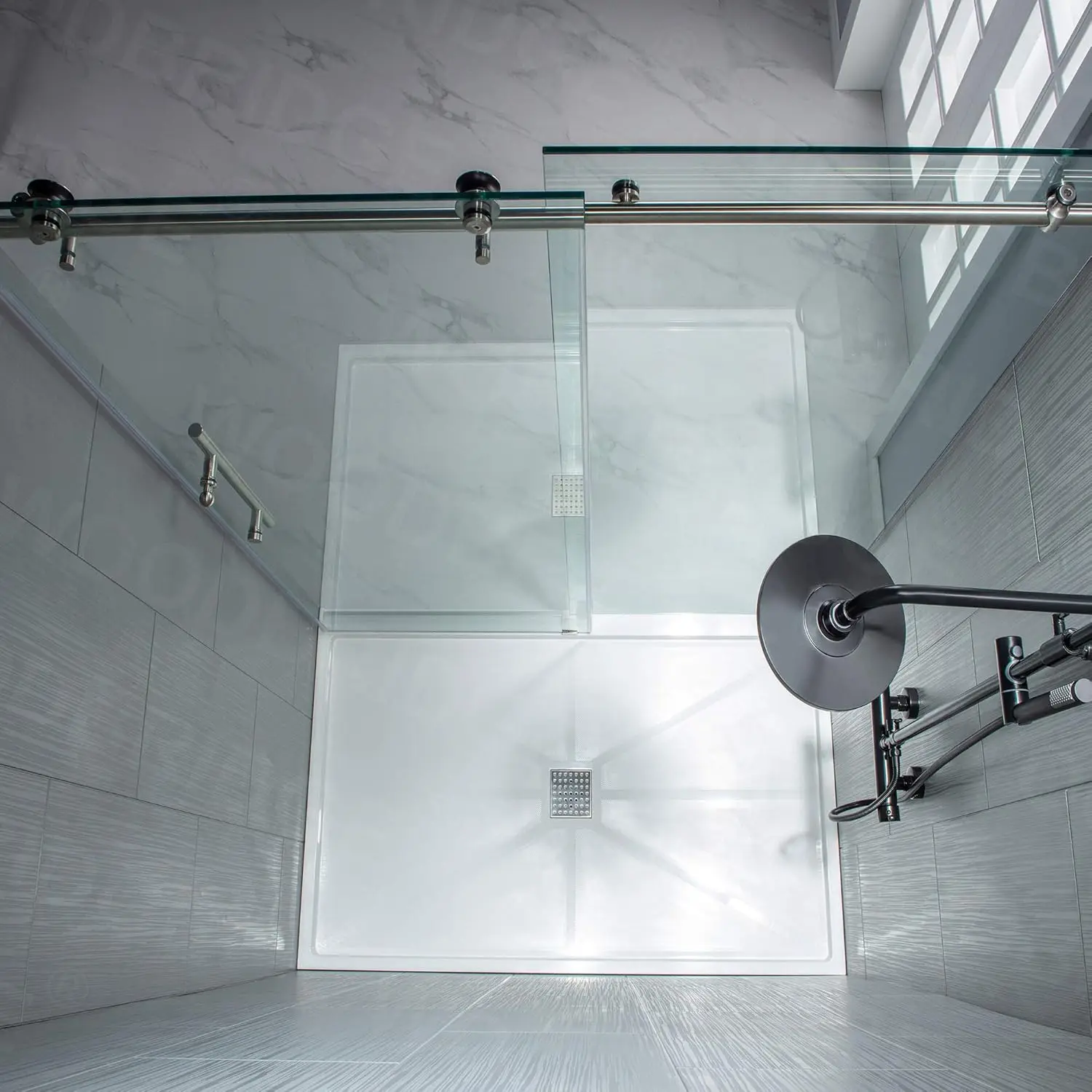 Framelss 3/8"" Sliding Shower Door | Brushed Nickel Finish, 56"" X 60"" | Mbsdc6076-B Model 5