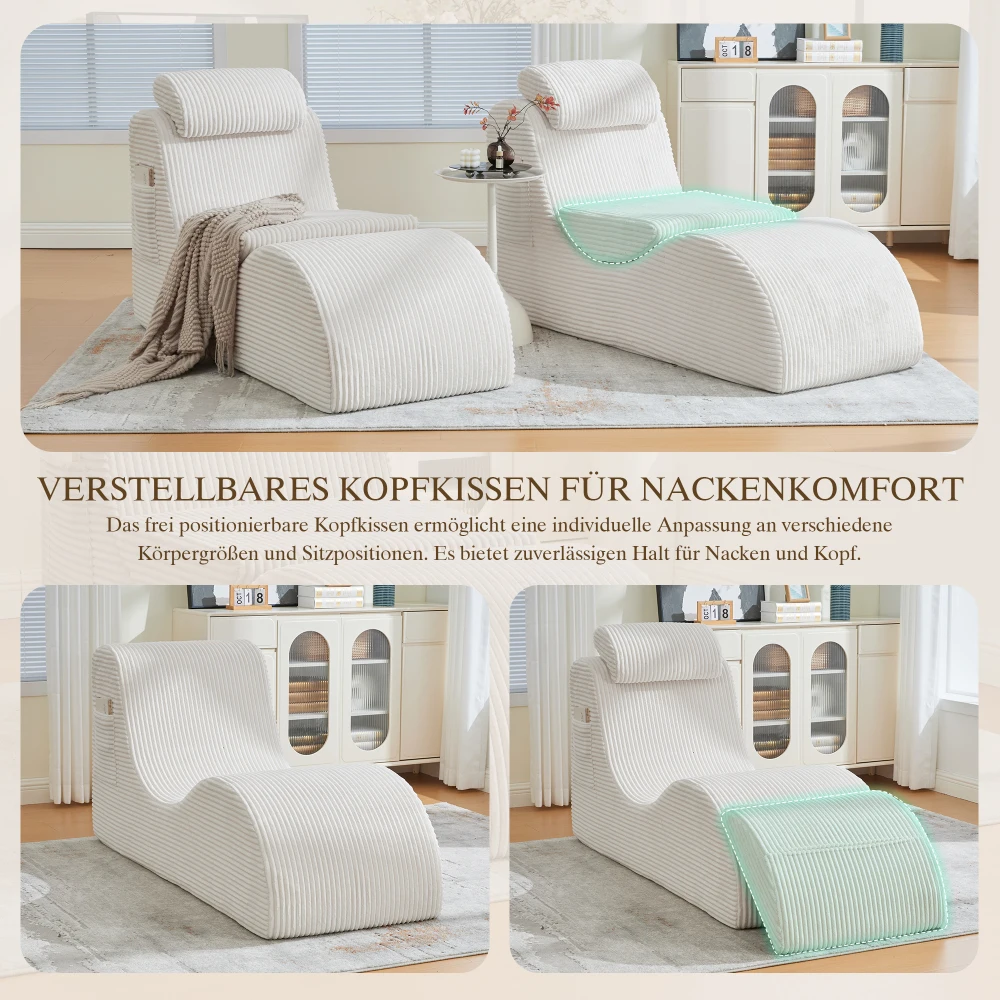 Moderner Freizeitstuhl mit einzigartigem Design, ergonomisch geformtem, hochelastischem Kompressionsschaum. Abnehmbare Rückenlehne und Seitentasche – Detail 18