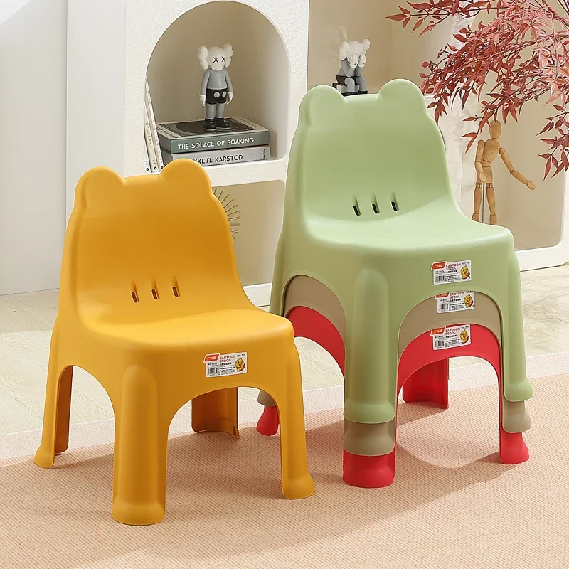 Stackable Plastic chair for kids Anti slip desk chair for girls Children Portable chairs kids Space saving furniture