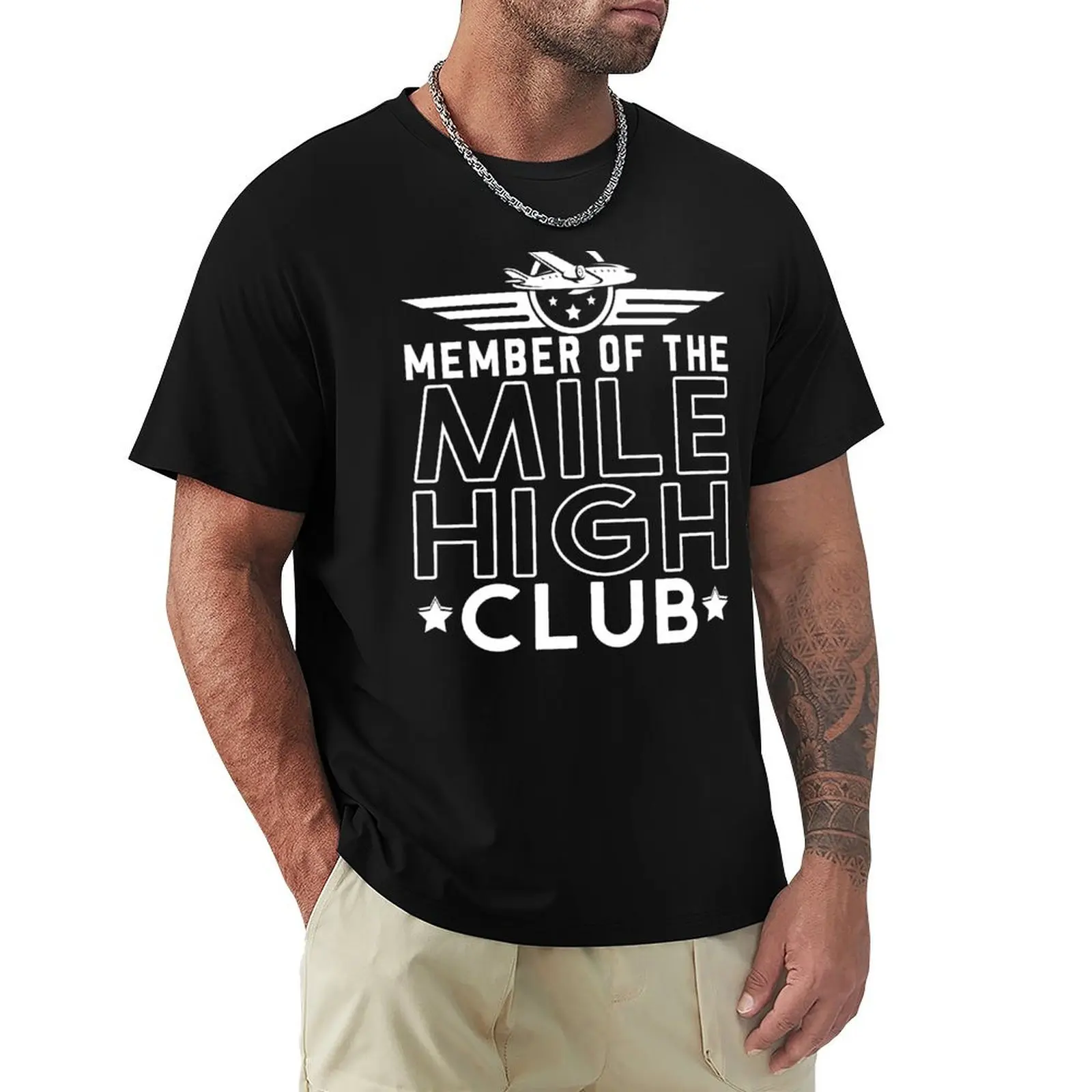 Member of the Mile High Club Funny Pilot Funny Quote Humor T-Shirt vintage customizeds blacks plain black t shirts men