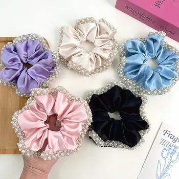 Vibrazioni vintage francesi! Elastico in raso in tonalità solide con effetto di perle, accessorio per capelli indispensabile per i panini alla moda