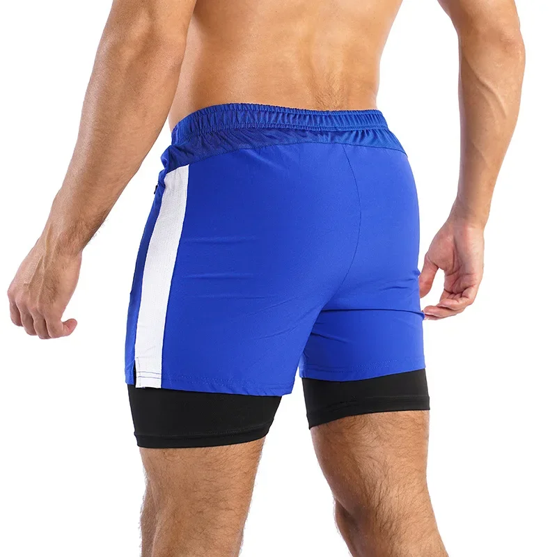 Men's Summer Breathable Quick Dry Fitness Training Short Running Three-In-One Shorts Double Layer Sport Shorts