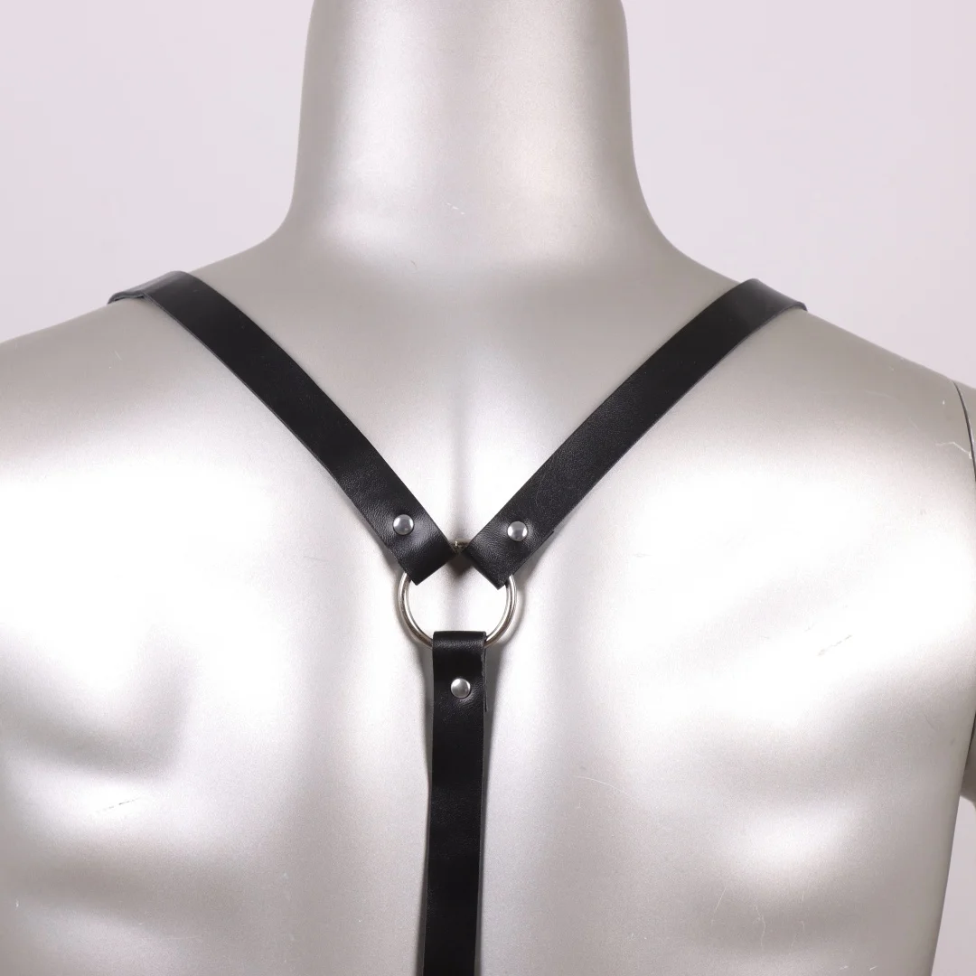 UYEE Rock Männer Frauen PU Leder Gürtel Y2K Stil Harness Strap Sexy Schulter Brust Kette mit Metall Ring für Kostüm Zubehör – Detail 10
