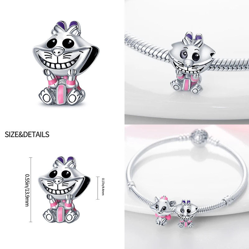 Charm Bead Disney Brand Animal Pets Fits Pandora Bracelet Women 925 Silver Princess Series Pendant Jewelry Gift