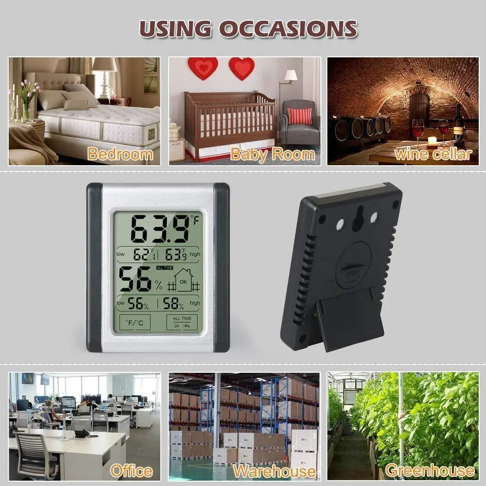 2.4" LCD IP65 Waterproof Thermohygrometer for Greenhouses - Data Export for Plant Growth 3